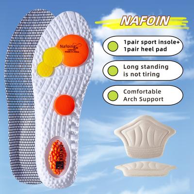 TEMU Set Of 4pcs () Of Athletic Insoles And Heel Cushions Designed For Footwear, Featuring Air Cushioning And , Suitable For Men And Women, Ideal For Running And Prolonged Standing Without Fatigue. Image