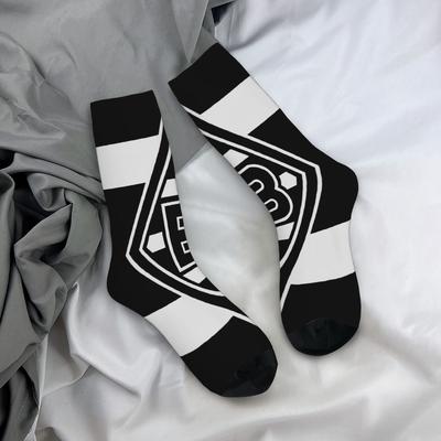 TEMU Monchengladbach Football 3d Printed Polyester Blend Mid-calf Socks, Unisex, Breathable And Comfortable, Suitable For All , Fashion Hip-, Ideal Holiday Gift Image