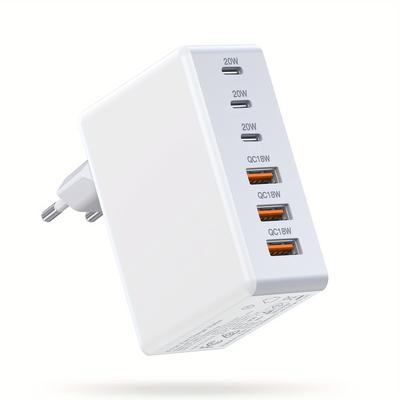 TEMU Usb C Charger Block, 6-port Fast Charger Multiport Type C Charging Block, Usb Wall Charger Plug Dual Pd+qc Charging Cube Brick For Iphone 16/15/14/13/12/11 Pro Max Xs, Ipad, Phone, Tablet Image