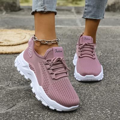 TEMU Breathable Slip-on Knit Sneakers For Women - Comfortable Low-top Casual Shoes In Vibrant Yellow & White, Lightweight Fabric Upper With Pu Sole, Spring Fashion, Spring Footwear | Modern Sneakers | Image