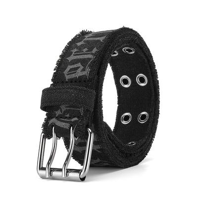 TEMU 1pc Men's Fashion Black Canvas Belt, Square , Suitable For Jeans Belt, Suitable For Festival Gifts Image