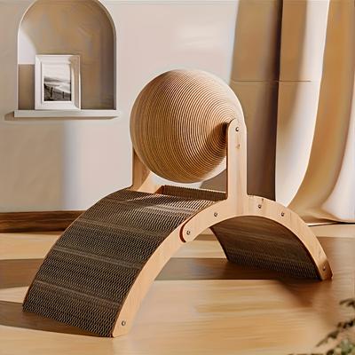 TEMU 1 Durable Rope Cat Scratching Post With Ball Interactive Toy - Vertical Scratching Post For Claw Care And Self-entertainment. Image