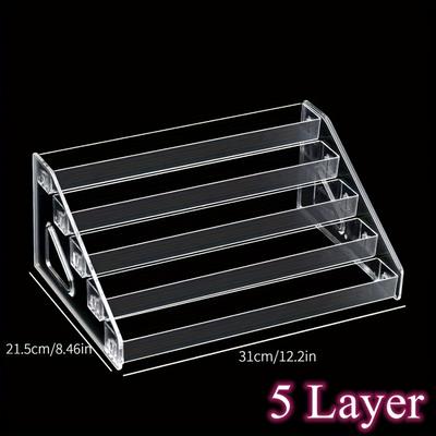 TEMU 3-tier Detachable Nail Polish Organizer - Multifunctional Acrylic Storage Rack For Cosmetics, Perfume & Manicure Tools - Clear Display Platform For Products & Bottles Image
