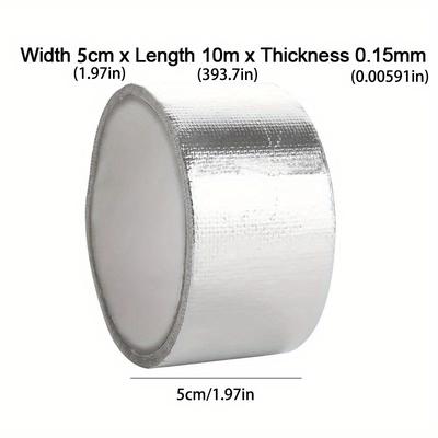 TEMU 10 Meters Of Fiberglass Aluminum Foil Tape Designed For Hvac Applications, Featuring Heat Resistance And Serving As A Thermal Barrier With An Adhesive Backing For Heat Reflection. Image