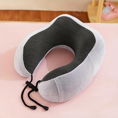 TEMU U-shaped Travel Pillow With Memory Foam - Comfortable Neck Support For Airplane And Car , Portable With Right Side Pocket, For Side Sleepers, Pillow For Travel Image