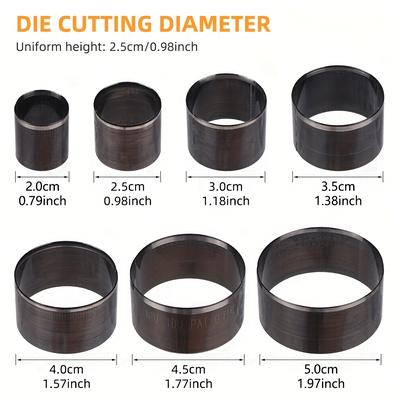 TEMU 1 Set Qjh Carbon Steel Leather Punching Tool Kit, Hollow Round Cutters For Diy Crafts, , Quick And Precise Cutting, Multiple Sizes 20/25/30/35/40/45/50mm Image