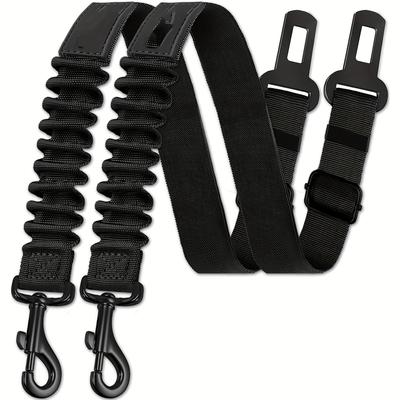 TEMU Dog Seat Belt, Retractable Dog Car Harness Adjustable Dog Seat Belt For Vehicle Nylon Pet Safety Seat Belts Heavy Duty & Elastic Image