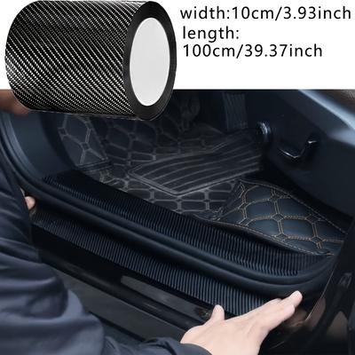 TEMU 1 Roll Of 3d Fiber Car Door Edge Protector, Pvc Waterproof And Scratch-resistant Adhesive Tape, Universal Anti-collision Film, Black Color Image