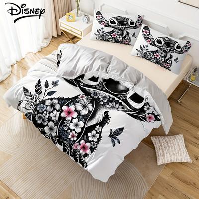 TEMU 3pcs Stitch Star And Stitch Bedding Three-piece Set Includes 1 Quilt Cover And 2 Pillowcases Craft Supplies Fabrics For Room Decoration In Sizes Image
