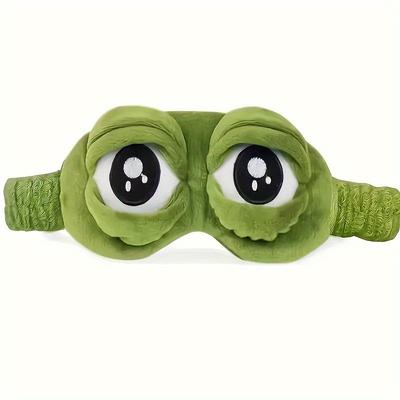 TEMU 1pc Cute Frog Sleep Mask - Soft, Comfortable Eye Protection For Travel & , Petroleum-free, Normal Skin Type, Travel Essentials | Design | Comfortable Sleep Mask Image