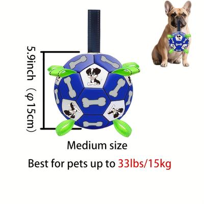 TEMU Interactive Dog Soccer Ball Toy With Bone Pattern - Durable Rubber Chew-resistant For Aggressive Chewers, Includes Pump For Night Play & Training, Animal For All Breeds, Dog Toy Image
