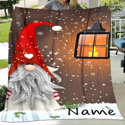 TEMU Customized Christmas Dwarf Name Blanket - Soft Flannel, Personalized Gift For Office, Travel, Camping, Sofa, Home Decor - Color, Polyester, Christmas Decor Image