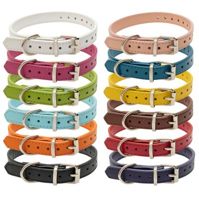 TEMU 12pcs Adjustable Soft Synthetic Synthetic Leather Dog Collars With Id Tag - Colorful & Accessories For Boys And Girls, Assorted Colors (white, Pink, Green, Blue, Orange, Purple, Black) Image