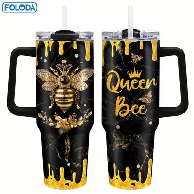 TEMU Foloda 1pc Christmas Gifts Bee With Lid Straw Handle 40oz Bee Lover Gifts Gift For Women Bee Mug Christian Gift Inspirational Themed Birthday Christmas Gifts For Girls Daughter Bee Bottle Image