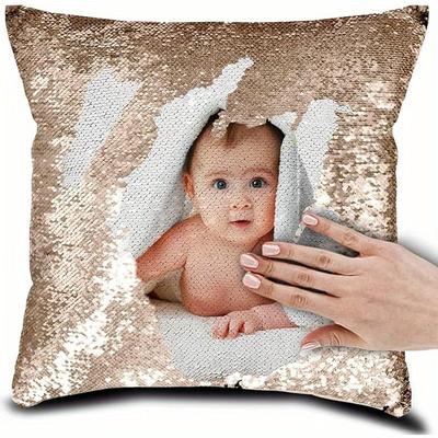 TEMU Personalized Picture Magic Reversible Custom Throw Pillowcase, Design Sequin Pictures Photos, Single Side Printed, Pet, Lover & Family Photo Throw Pillow, 18*18(only) (black) Image