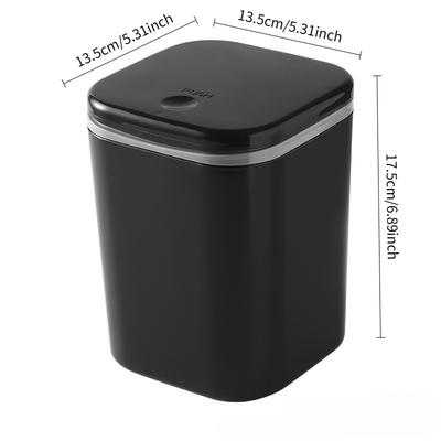 TEMU 1pc Polypropylene Desktop Trash Can With Lid, Rectangular Odor-sealing Waste Bin For Office, Dormitory, Bedroom, Kitchen - No Electricity Needed, Trash Can For Bedroom Image