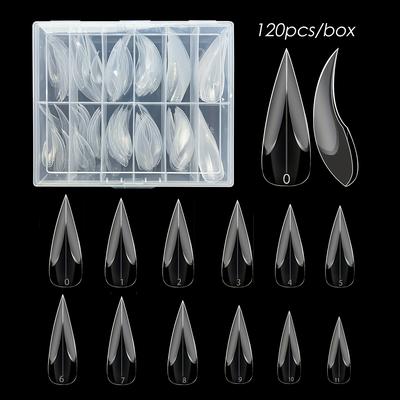 TEMU 120pcs Teardrop Gel Nail Extensions - Reusable, Super Long, Glossy Finish, , Transparent Nail Shapes For , Nail Art Extensions|teardrop Nail Design|reusable Nail Extensions, Nail Art Supplies Image