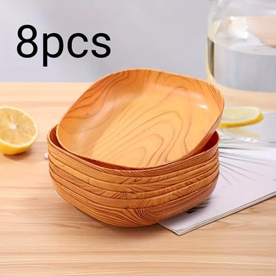 TEMU 8pcs Snack Serving Trays With A Wood-like Pattern, Japanese-style Dried Fruits, Seeds, Candies, Afternoon Tea, And Pastries. Image