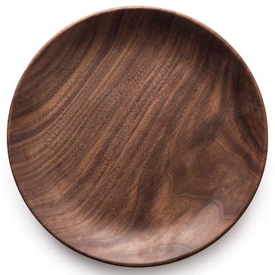 TEMU 1pc, Solid Wood Plate, Wood Plate, Breakfast Tray Household Use European Style Western Cuisine Dim Sum Wooden Plate Wood Tea Tray, Nut Plate, Whole Wood Without Splicing For Restaurants Image