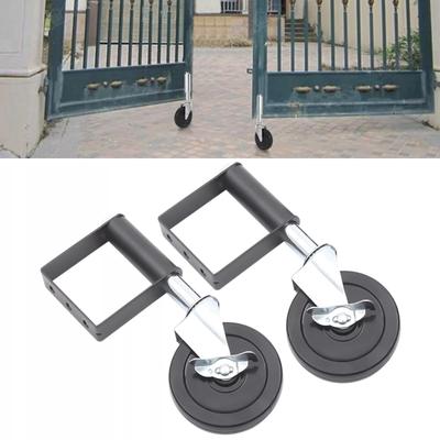 TEMU 2pcs 360° Rotating Gate Support Wheels, Metal And Rubber, Black - Modern Electroplated Rollers For Smooth Fence Movement, Gate Roller Support Wheel Image