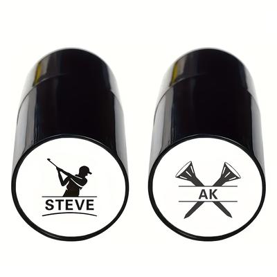 TEMU 2pcs Golf Ball Stamp, Golf Ball Marker, Designs, Men's And Women's Golf Accessories, Black Pp Material, Sports And Outdoor Gear, Ink Not Included Image