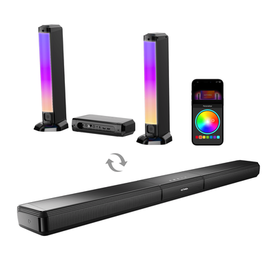 TEMU Ultimea 5.0ch Sound Bar For Smart Tv, Pc Soundbar With Rgb Light, Detachable Soundbar For Tv With App Control, 120w Power, Bluetooth 5.3 Computer Soundbar, Arc/opt/aux, Wall Mount Image