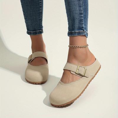 TEMU Women's New Arrival Beige Platform Mules With - Comfortable Slip-on Loafers For Casual And Outdoor Wear, Footwear, Casual Footwear | Elegant Loafers | Footwear Image