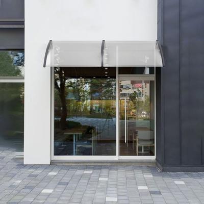 TEMU Transparent Polycarbonate Front Door Canopy With Uv Protection & Rain Cover, Sleek Grey Frame - Pent For Shops, Restaurants, And Homes Image