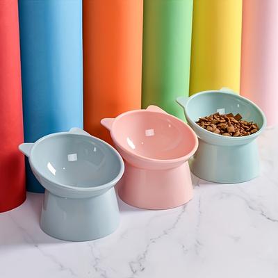 TEMU Whisker-friendly 3pcs Elevated Cat Bowls - Tilted Design For Neck & Improvement - Plastic For Image