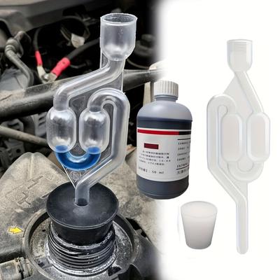 TEMU 1pc Pvc Burn Leak Tester Kit, Uncharged Blowhead Gasket Block Detector, 1.69oz Liquid For 25 Tests, Suitable For Gasoline/ Vehicles Image