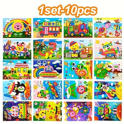 TEMU 1 Set 10pcs Diy Animal Print 3d Eva Foam Stickers, , Mixed Color, Irregular Shape, Self-adhesive, Single Use, With Embroidered Artistic Suite For Diy Craft Image