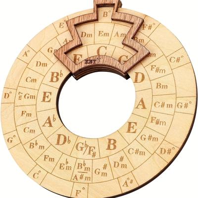 TEMU Wooden Chord Wheel For Piano, Guitar, Ukulele, Bass & Violin - Tool With Mixed Colors, Learning Major, , Diminished & Augmented Chords, Beginner Music Aid | | Durable Music Wheel