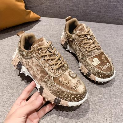 TEMU 3318 Muguan European Station Summer New Shoe Trendy Fashion Full Diamond Light Diamond Fashionable Dad Shoes Image