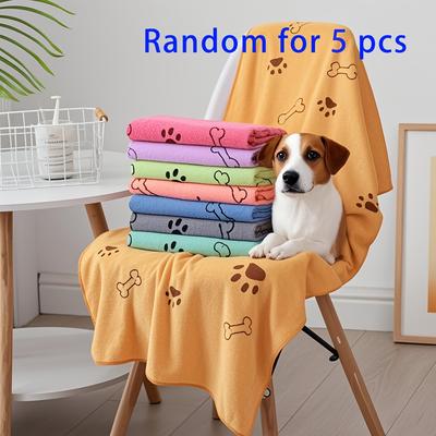 TEMU 3/5pcs Pack - Quick-dry Microfiber Dog Towels - Soft Absorbent Pet Bath And Grooming Towel, Suitable For Small To Large , Paw Image