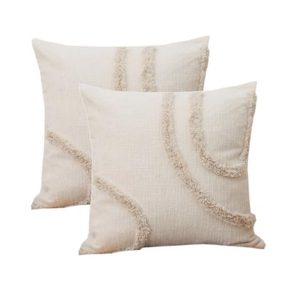 TEMU 2pcs, Chenille Pillow Covers Embroidered Tufted Cushion Covers For Couch Sofa, Boho Cushion Cases Bohemian Decorative Throw Pillows For Living Room Home Decor, Zipper Closure, 18x18 Inch Image