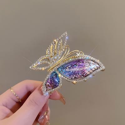 TEMU 1pc Sweet Temperament Gentle Colorful Hair Grabber High-end Exquisite Back-of-the-head Bun Shark Clip Hair Accessory Image