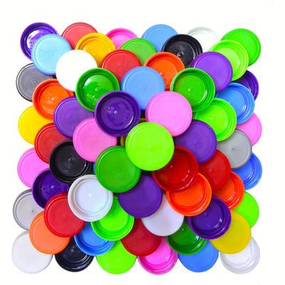 TEMU 100pcs Colorful Plastic Bottle Caps, 1.2in - Assorted Bright Colors For Diy Crafts, Scrapbooking, And Art Projects, Miniature Items For Crafts Image