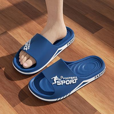 "TEMU Fashionable Ultra- Slides - Casual & Sporty Thick Sole Sandals For Men And Women, Breathable & Non-slip For Home, Beach, Or Outdoor Activities, With "sports" Graphic Design, Strappy Sandals" Image