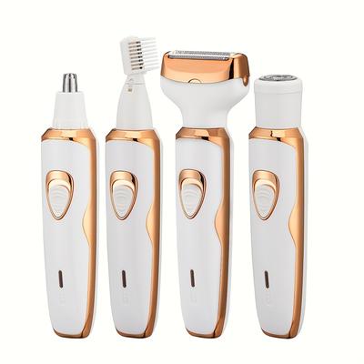 TEMU 4-in-1 Rechargeable Grooming Kit, Lady Electric Shaver For Face, Nose, Legs And Underarm, Bikini Trimmer For Women , Public Hair Razor Rechargeable & Portable Image