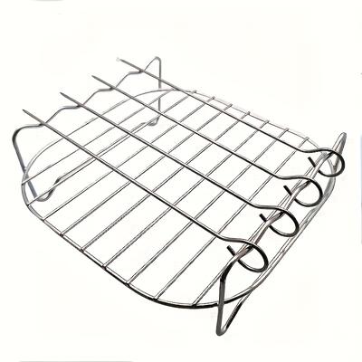 TEMU Stainless Steel Air Fryer Rack And Skewer Set, Dual Layer, Round, Versatile Roasting & Grilling Accessories, Compatible With Most Air Fryers, With Dishwasher Safe For Cooking Image