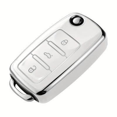 TEMU Key Cover For Car Owners, Special Tpu Key Cover, Suitable For And Models - Suitable For Tiguan, , Golf, , , , , , Octavia Etc. Folding 3-button Car With 5 Colors Durable Car Key Accessories Image