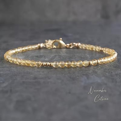 TEMU Natural Yellow Citrine Crystal Beaded Bracelet - Elegant , Attracts Wealth & Financial Success, Ideal Gift For Birthdays, Everyday Accessory|minimalist Bracelet|citrine Beads, Citrine Bracelet Image