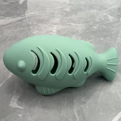 TEMU 1pc Silicone Fish-shaped Cat Chew Toy - Interactive Treat Dispenser, Puzzle Snack Pet Toy For Dental Health, No Batteries Needed, Durable And Safe Materials, Interactive Cat Toys Image