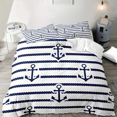 TEMU 2/3pcs Bedding Anchor Print Quilt Cover, Suitable For Boys And Girls Bedroom, Machine Washable Image