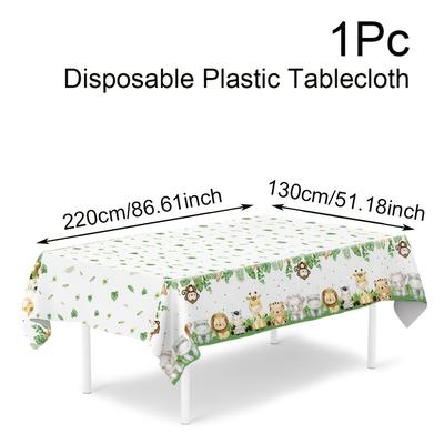 "TEMU 1pc Disposable Plastic Tablecloth - Table For & , 86.6"x51.1"" Image