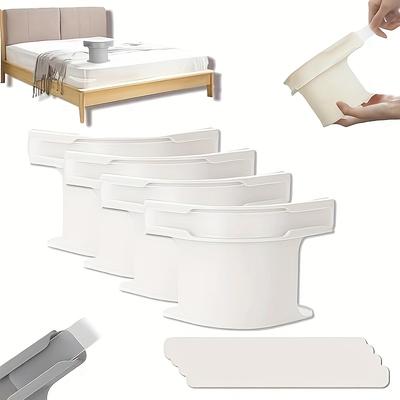TEMU 4pcs Invisible Bed Sheet Holders, No-sew Fasteners With Polypropylene Clips In White, Prevents Shifting & Slippage, Size For , Includes Design For Headboards & Image
