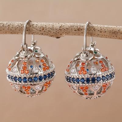 TEMU Fashionable Artificial Zirconia Hollow Circle Pendant Earrings For Women, Exquisite Sparkling Earrings Accessories Image