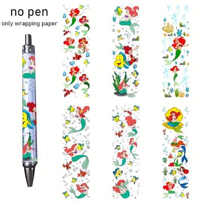 TEMU 6pcs/set, Little Mermaid Uv Dtf Pen Set - Transfer Paper, Transfer Paper Bookmark Stationery Decoration, Office Teacher Gift, Ideal Gift. Image