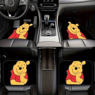 TEMU 4pcs Winnie Durable Car Mats For Cars, Suvs, Trucks, Floor Protectors, Suitable For All , An Ideal Gift For Day, Father's Day, Birthdays, Couple Image