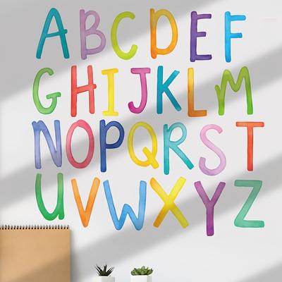 TEMU Alphabet Wall Decals - Vibrant, Removable Pvc Stickers, Self-adhesive For In ' Rooms, Living & Offices, Room Decor|cartoon Style|removable Wall Art, Wall Stickers Home Decor Image